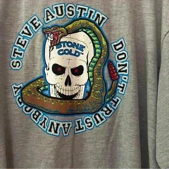 Vintage WWF Stone Cold Button Down Shirt Grey Size XL in Excellent Condition. - Picture 9 of 12